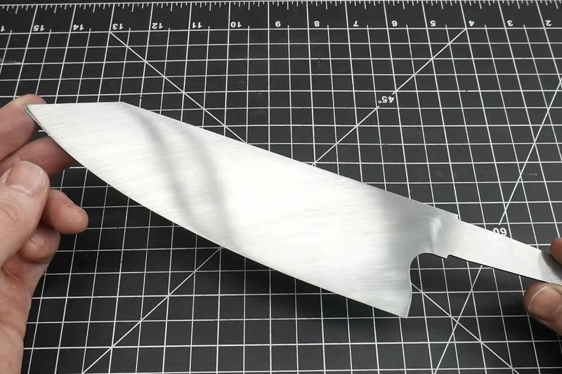 Chef knife blade after sharpening and polishing